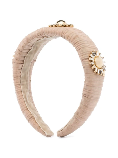 Rosantica Neutral Idillio Crystal Flower Headband In Neutrals