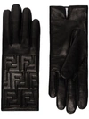 Fendi Ff Motif Embossed Gloves In Black