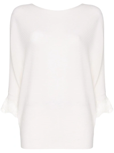 Chloé Lace-trimmed Ribbed-knit Jumper In White