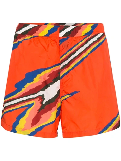 Missoni Stripe Print Swim Shorts In Red