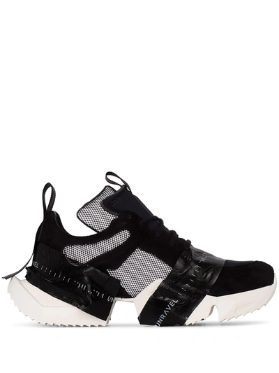 Ben Taverniti Unravel Project Black And White Tape Contrast Panel Sneakers