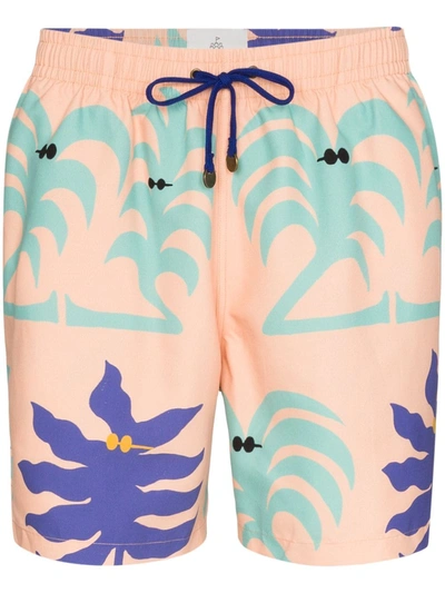 Timo Trunks Seminyak Edition Palm Tree Swim Shorts In Orange