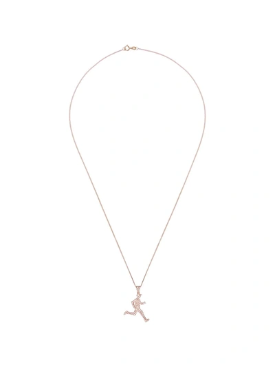 777 18kt Rose Gold Diamond Running Man Necklace In 107 - Metallic: