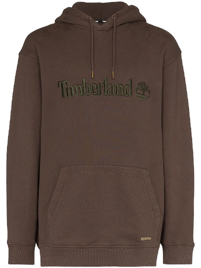 Mastermind Japan X Timberland Embroidered Cotton Hoodie In Brown