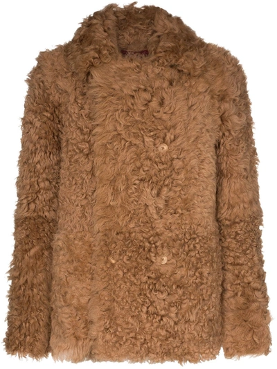 Sies Marjan Pippa Reversible Shearling Coat In Brown