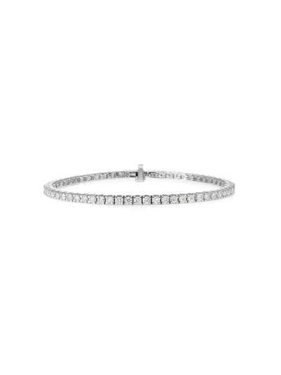 777 18k White Gold Diamond Tennis Bracelet In 114 - White: