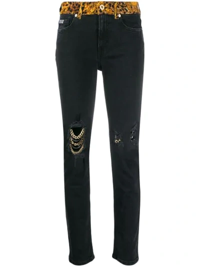 Versace Jeans Couture Distressed Jeans In Black
