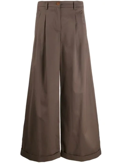 Jejia Cropped Palazzo Trousers In Brown