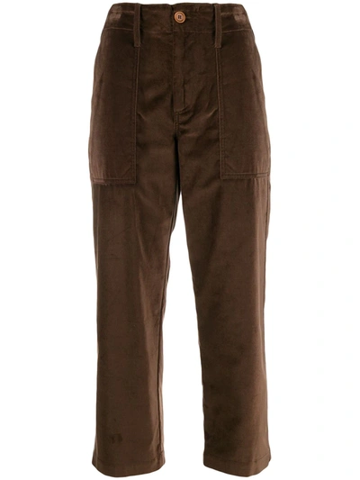 Jejia High Waisted Cropped Trousers In Brown