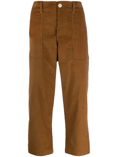 Jejia High Waisted Cropped Trousers In Brown