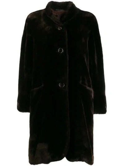 Pre-owned Pierre Cardin 1980's Loose Teddy Bear Coat In Brown