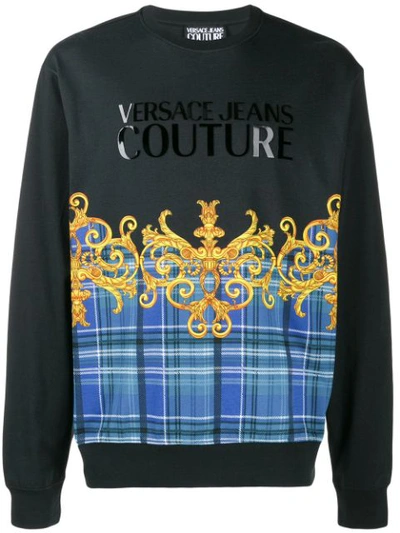 Versace Jeans Couture Tartan Leo Baroque Hoodie In Black