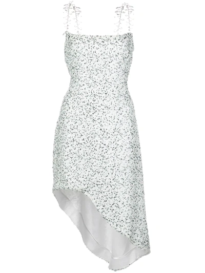 Halpern Crystal-embellished Sequin Dress In White,green