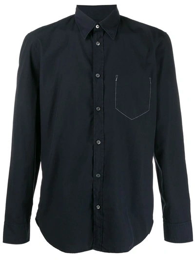 Maison Margiela Stitching Detail Long Sleeves Shirt In Blue