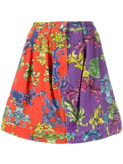 Versace Jeans Couture Baroque Pattern Skirt In Purple