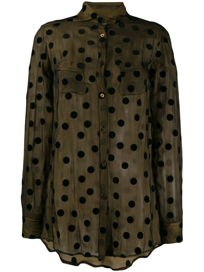 Pre-owned Romeo Gigli 1990's Sheer Polka Dots Shirt In Brown