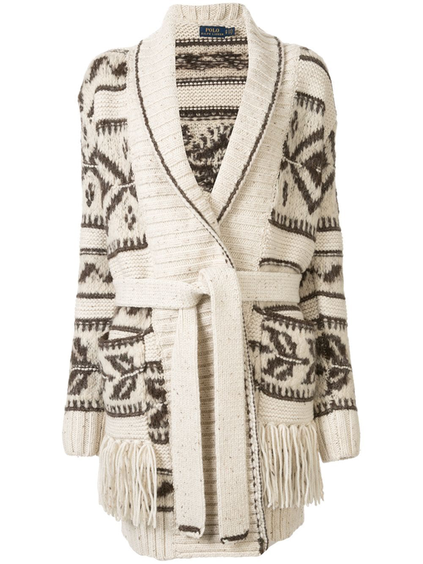 Polo Ralph Lauren Cardigan Mit Fransen In Brown Modesens