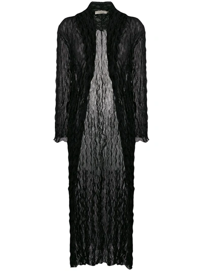 Pre-owned Romeo Gigli 1990's Crunched Sheer Long Coat In Black