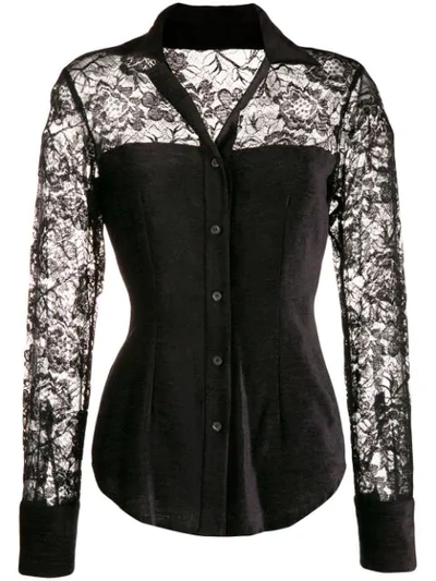 Pre-owned Romeo Gigli 1990's Corset Style Lace Shirt In Black