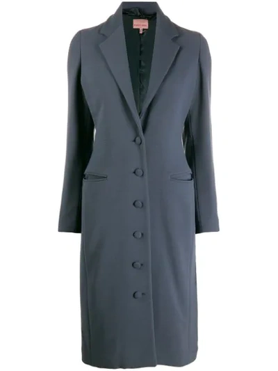 Pre-owned Romeo Gigli 1996 Fitted Midi Buttoned Coat In Blue