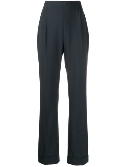 Pre-owned Romeo Gigli 1998 High Rise Straight Trousers In Blue
