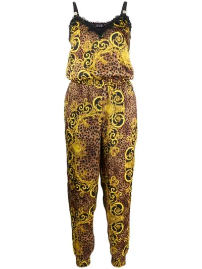 Versace Jeans Couture Baroque Print Jumpsuit In Brown