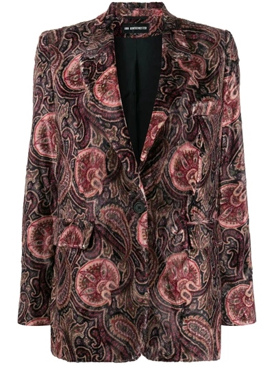 Ann Demeulemeester Velvet Paisley Print Blazer In Pink