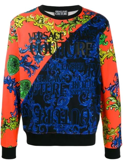 Versace Jeans Couture Baroque Print Logo Sweatshirt In Multicolour