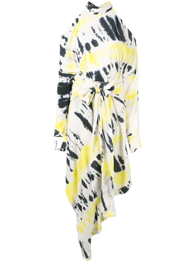 Strateas Carlucci Tie Dye Peek-a-boo Jersey Dress In White