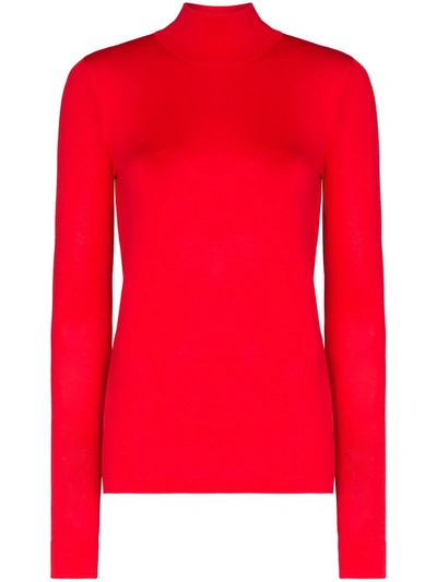 Les Rêveries Turtleneck Fine Knit Top In Red