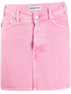 Balenciaga V Waist Cotton Denim Mini Skirt In Pink