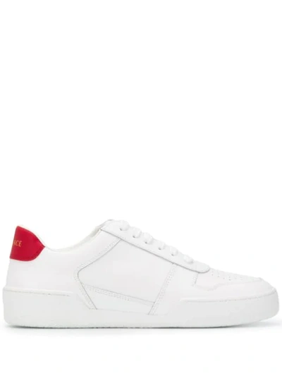 Versace Contrast Heel Counter Sneakers In White