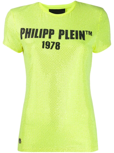 Philipp Plein Tm Studded Slim-fit T-shirt In Yellow
