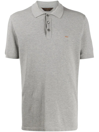 Ermenegildo Zegna Embroidered Logo Polo Shirt In Grey