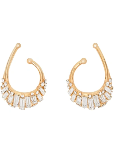 Burberry Crystal-embellished Ear Cuffs In Gold