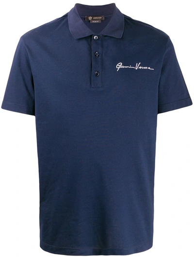 Versace Gv Signature Polo Shirt In Blue