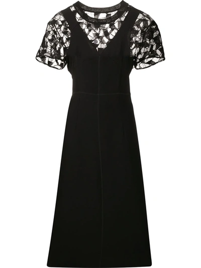 Maison Margiela Ladies Black Lace Panelled Midi Dress