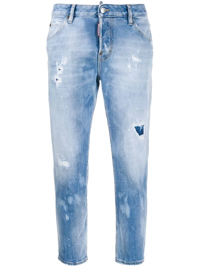 Dsquared2 Holes Hockney 直筒牛仔裤 In Blue