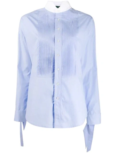 Jejia Pleated Bib Shirt In Blue