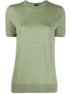 Joseph Knitted Short Sleeve Top In Green