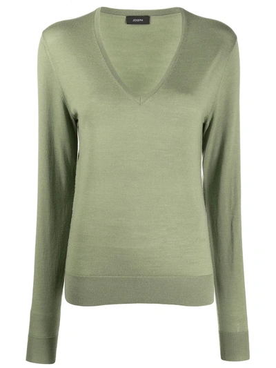 Joseph Knitted V-neck Top In Green