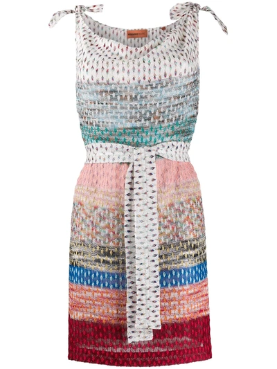 Missoni Striped-crochet Mini Dress In Blue