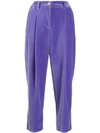 Jejia Cropped Velvet Trousers In Purple
