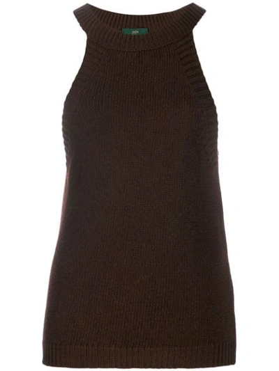 Jejia Ribbed-knit Tank Top In Brown