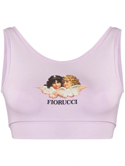 Fiorucci Angel Print Crop Top In Purple
