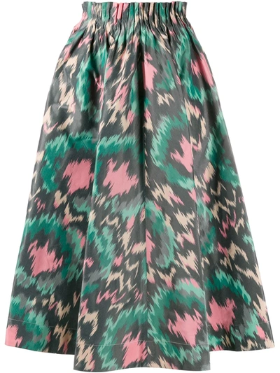 Marni Abstract Print Midi Skirt In Multi