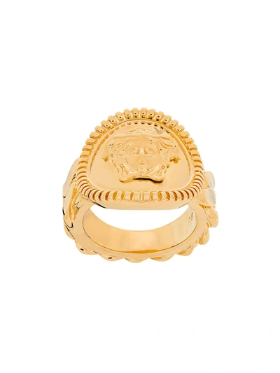 Versace Chained Medusa Ring In Gold