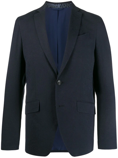 Etro Silk Suit Jacket In Blue