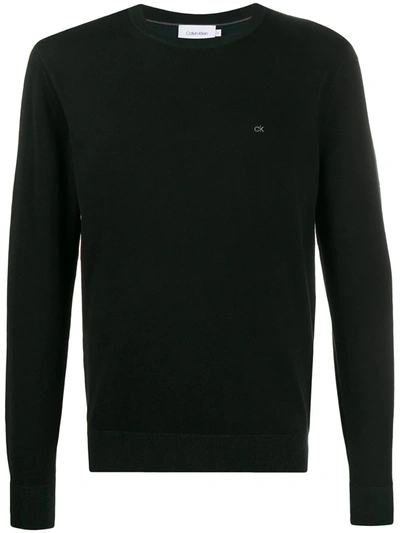 Calvin Klein Embroidered Logo Regular-fit Jumper In Black