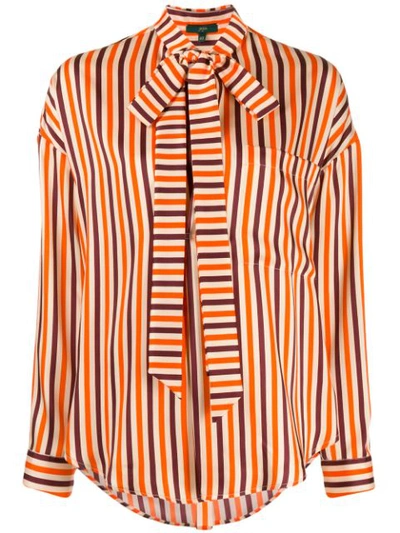 Jejia Striped Pussy-bow Blouse In Beige